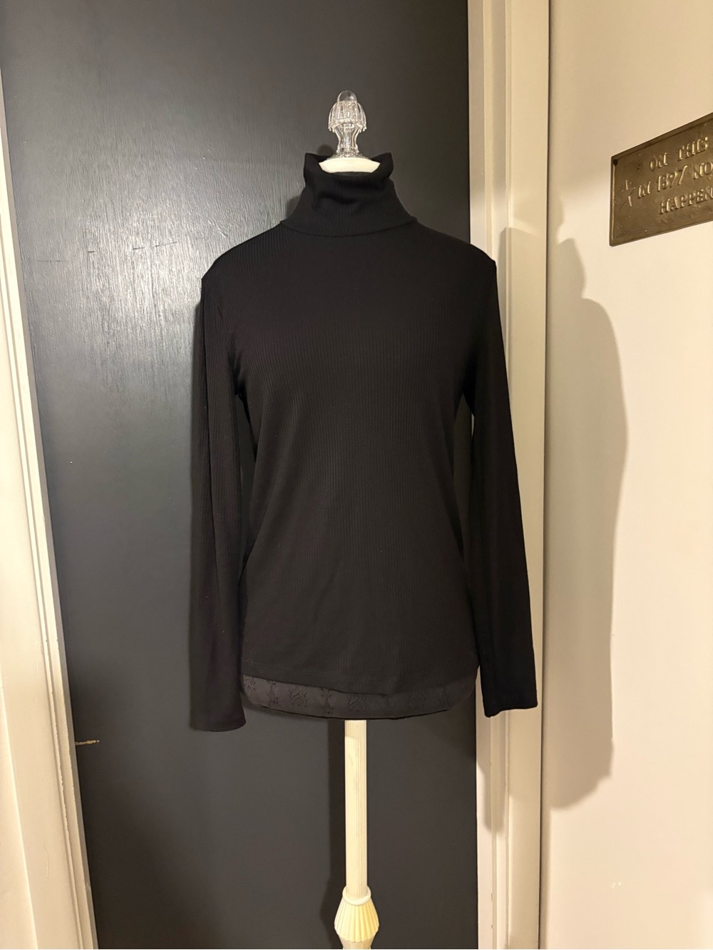 H&M Black Long Sleeve Ribbed Turtleneck Top Tee